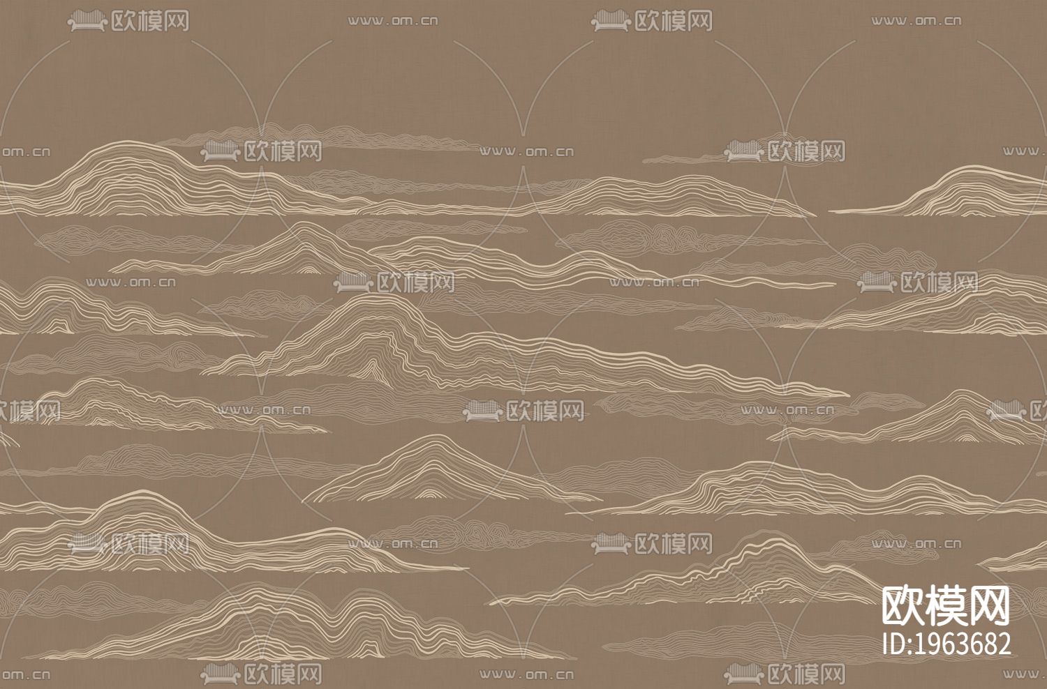 新中式立体精雕立体墙纸下载（渲染图1）