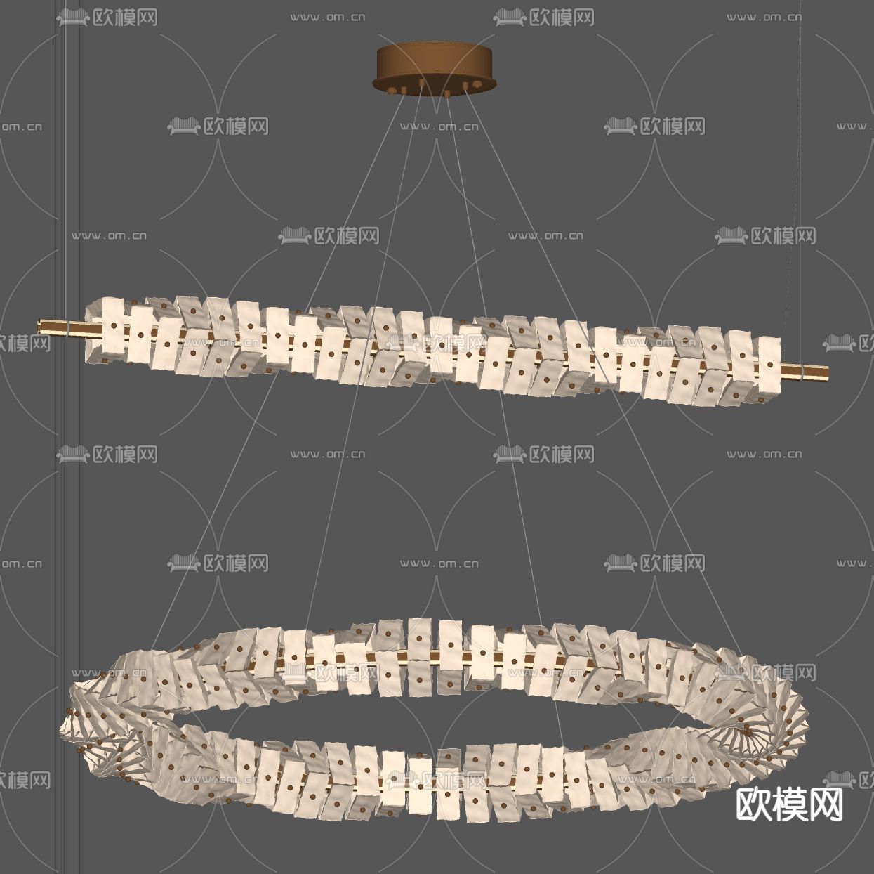 现代轻奢水晶吊灯su模型下载（渲染图2）