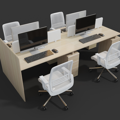  现代办公桌椅su模型 
