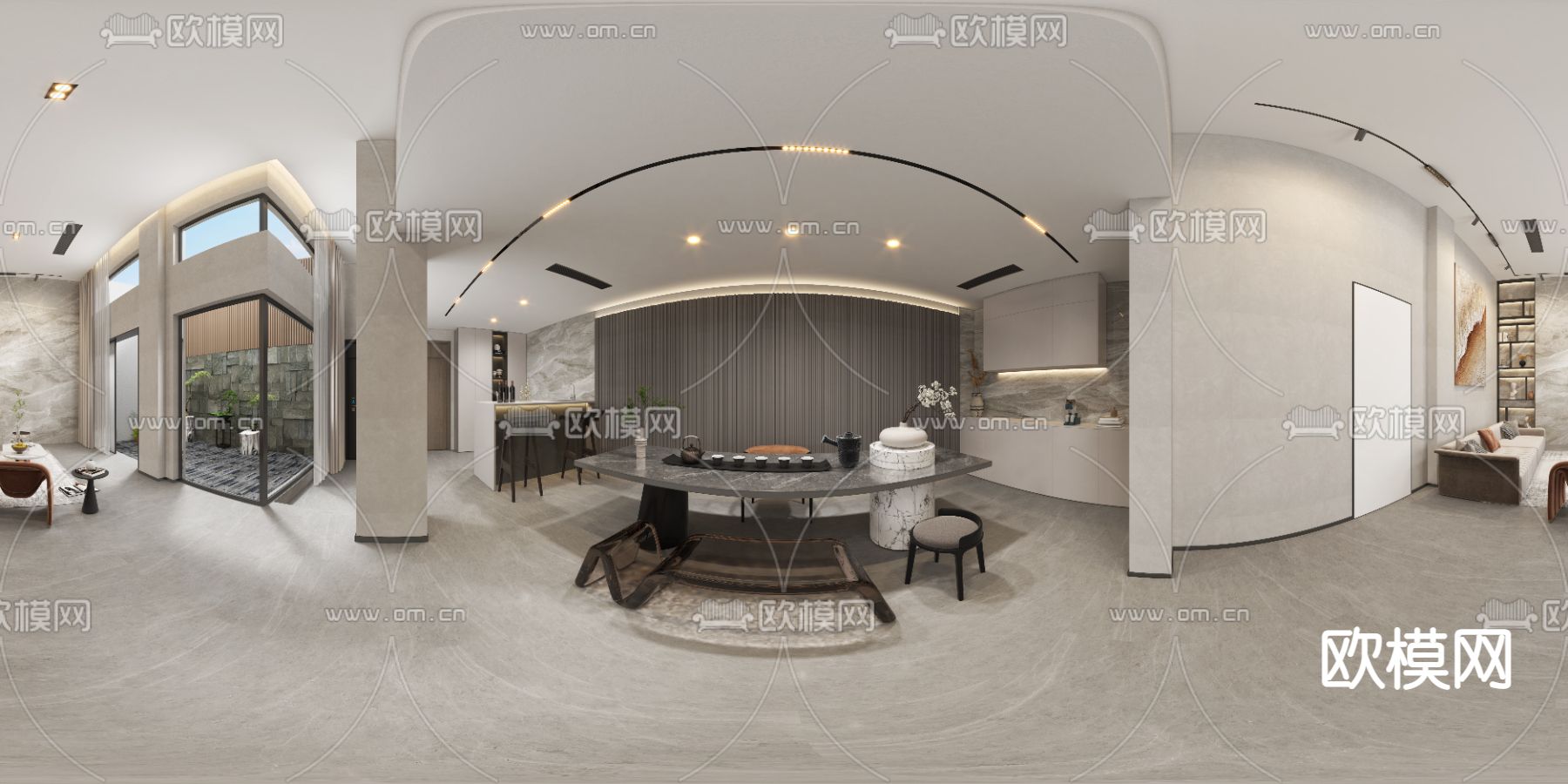 现代别墅大堂vr全景3d模型下载_ID11816674_3dmax免费模型-欧模网