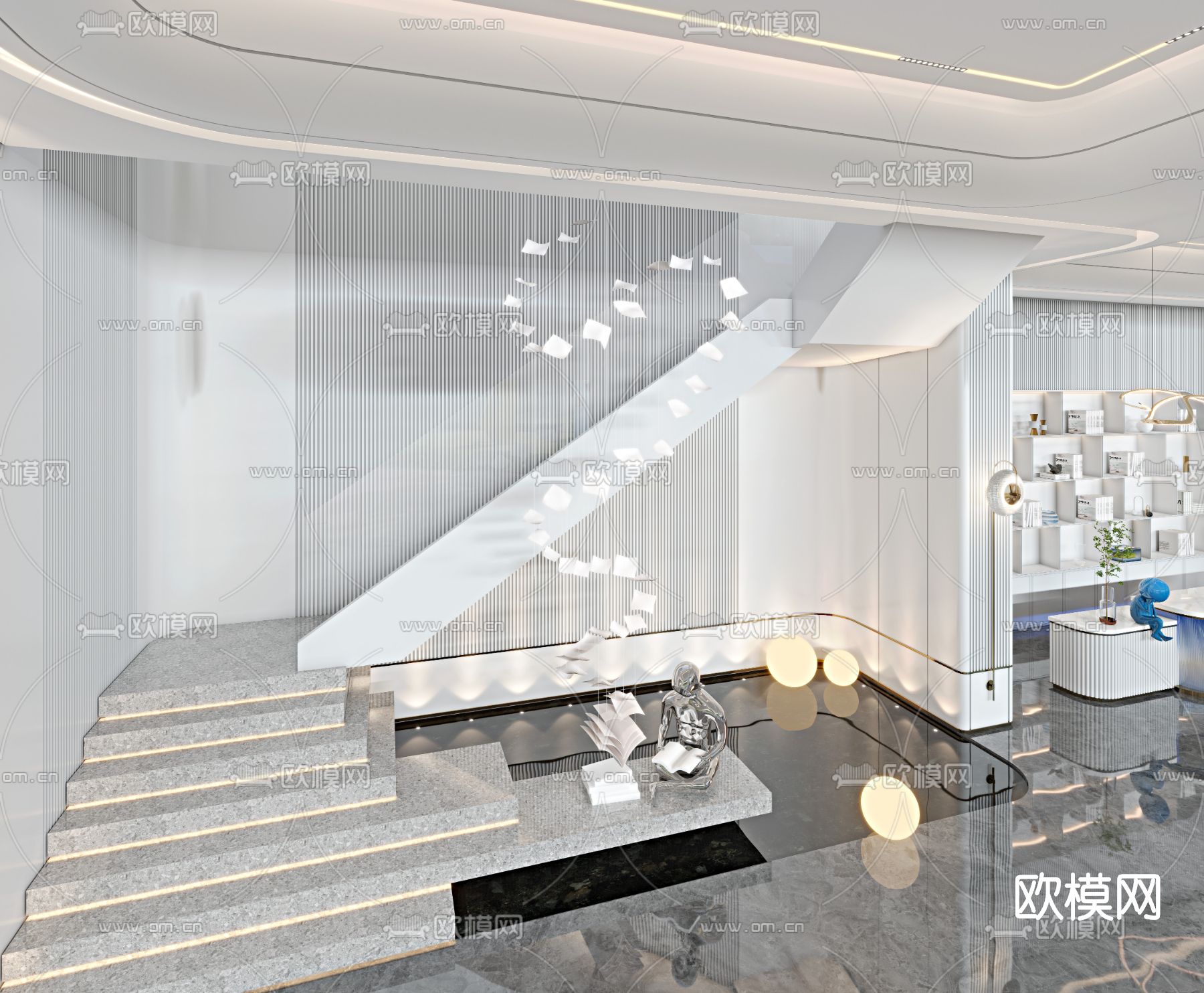 现代售楼处洽谈区3d模型下载（渲染图4）