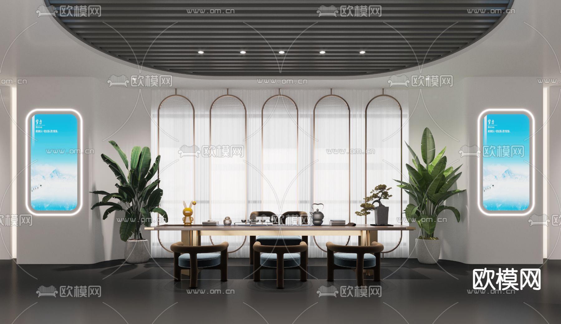 现代办公室文化展厅3d模型下载（渲染图3）