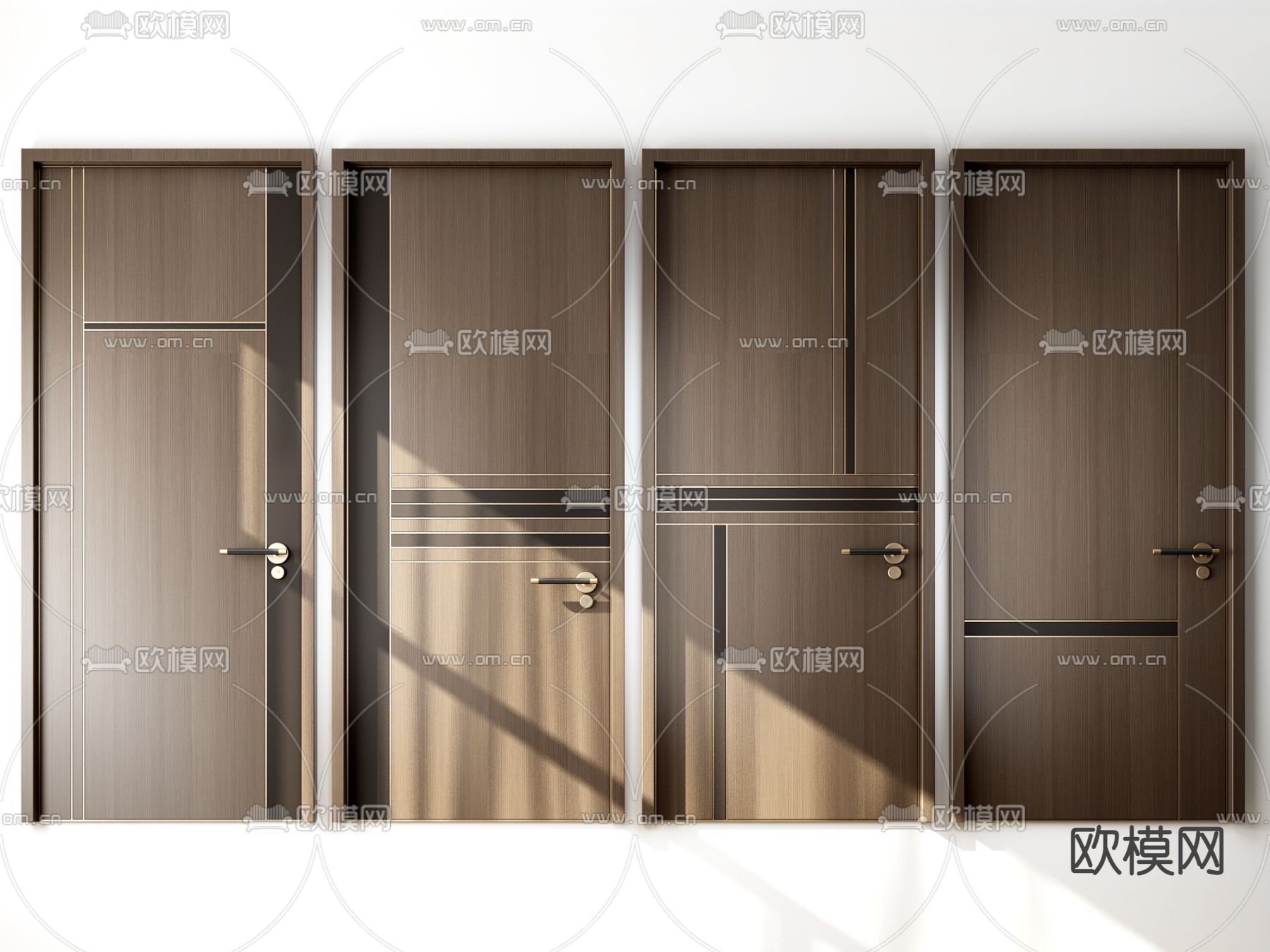 现代实木单开门3d模型下载