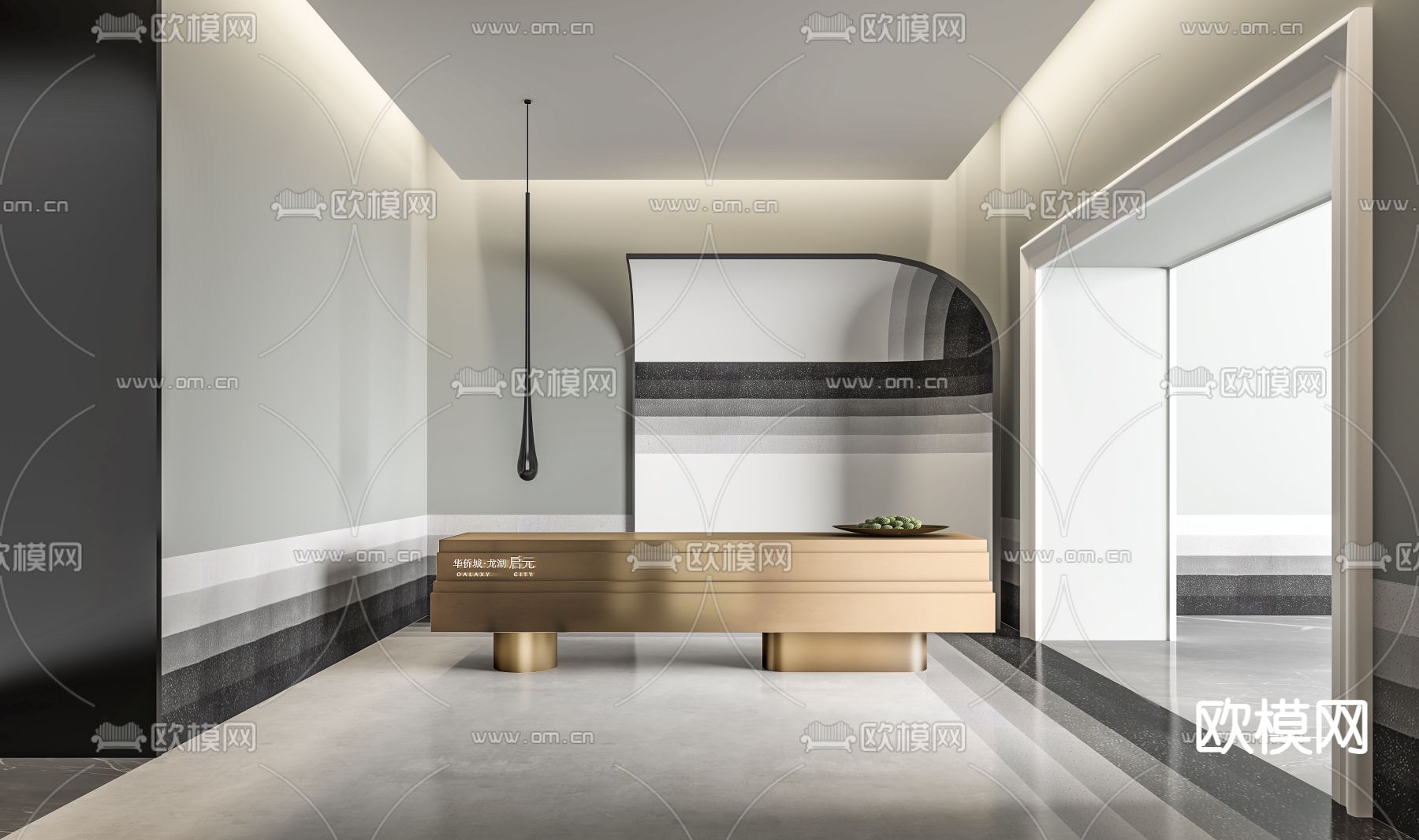 现代售楼处前台su模型下载（渲染图1）