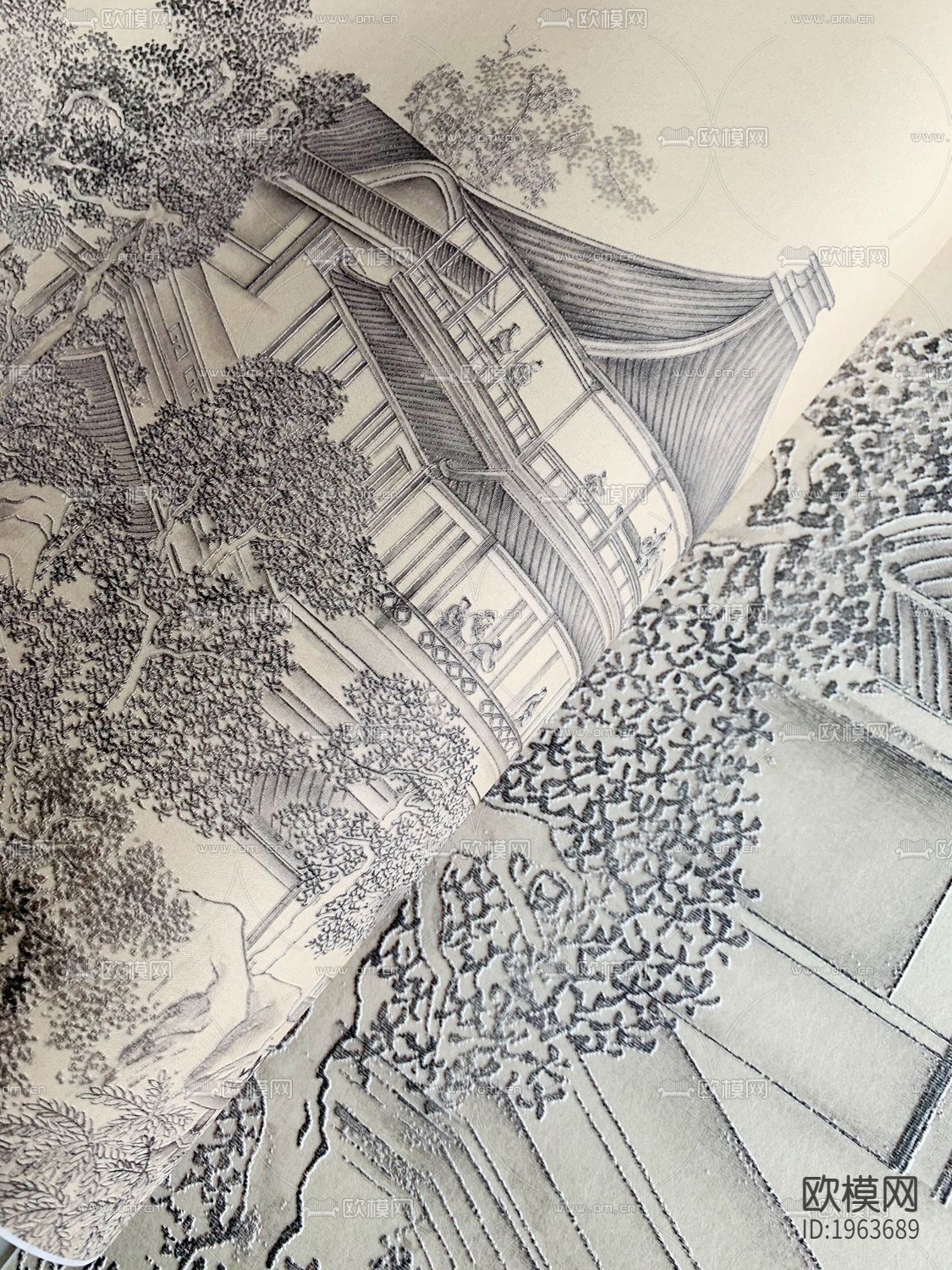 新中式立体精雕墙纸下载（渲染图6）