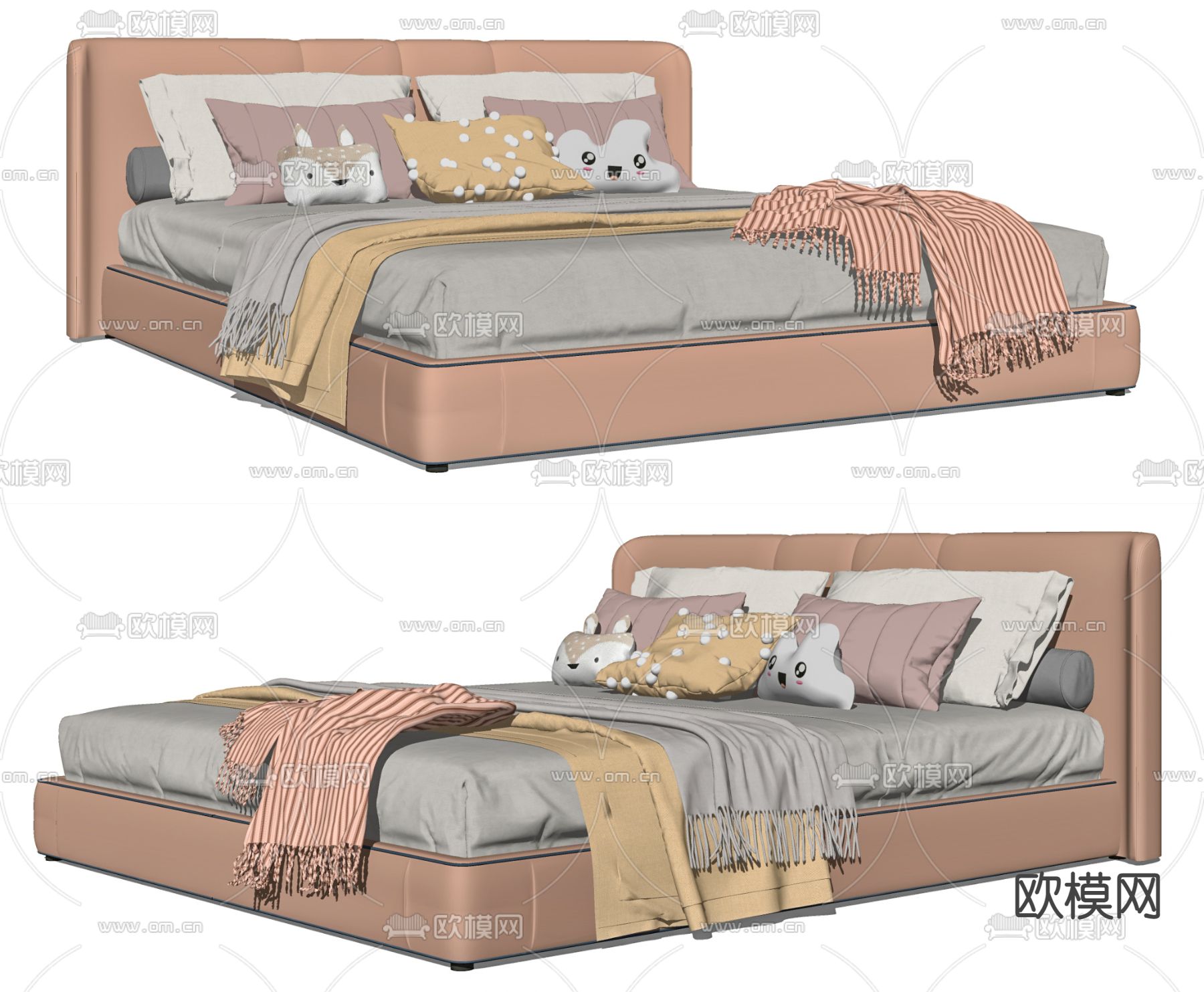 现代儿童床su模型下载（渲染图2）