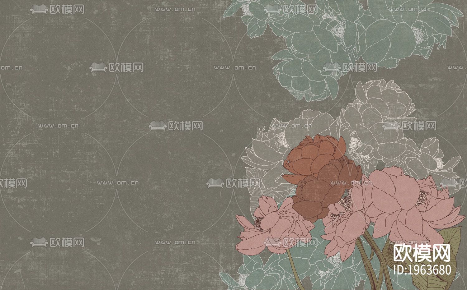 现代立体精雕立体墙纸