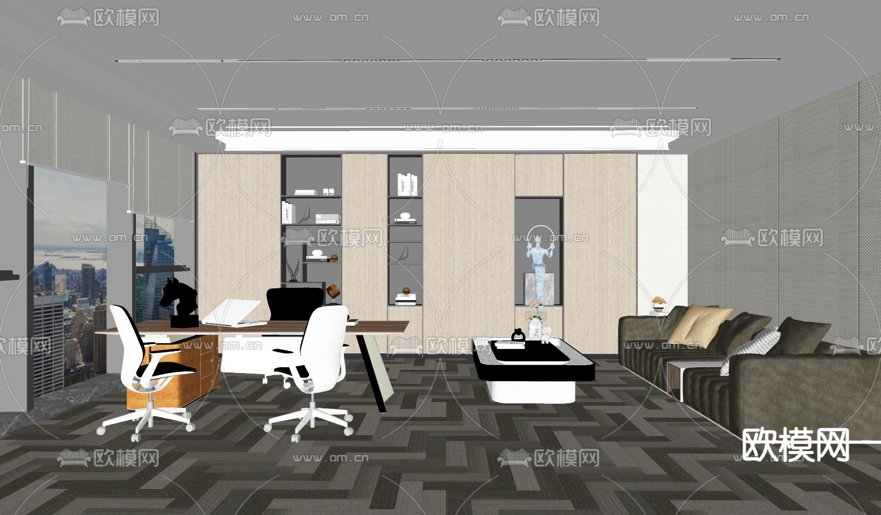 现代办公室su模型下载（渲染图2）
