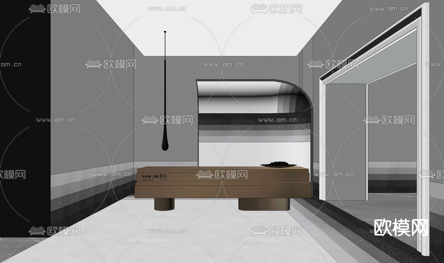 现代售楼处前台su模型下载（渲染图2）