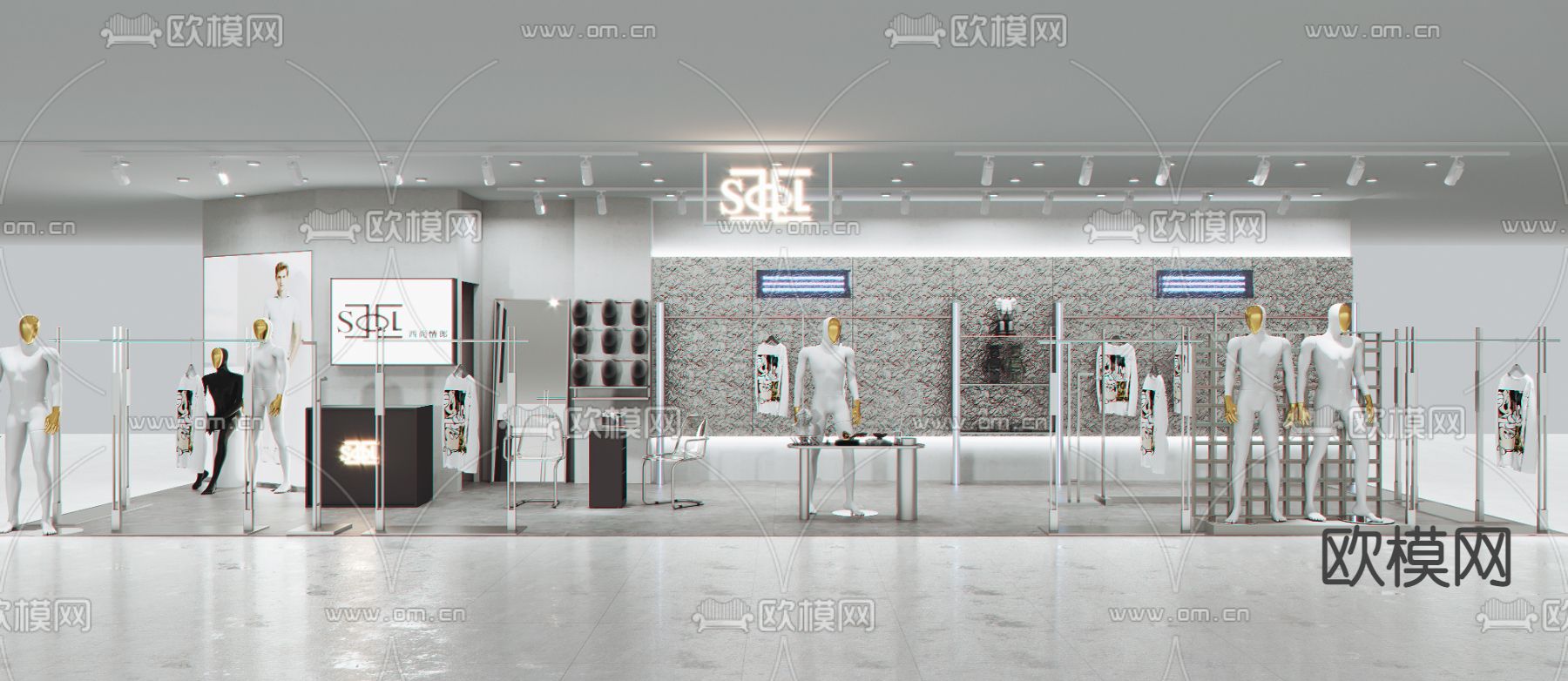 现代服装店su模型下载（渲染图1）