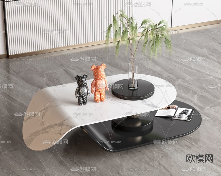现代大理石茶几3d模型下载(渲染图3)