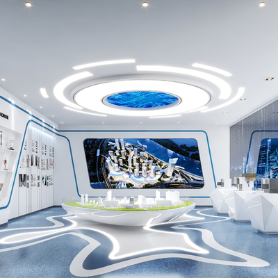  现代企业展厅su模型 