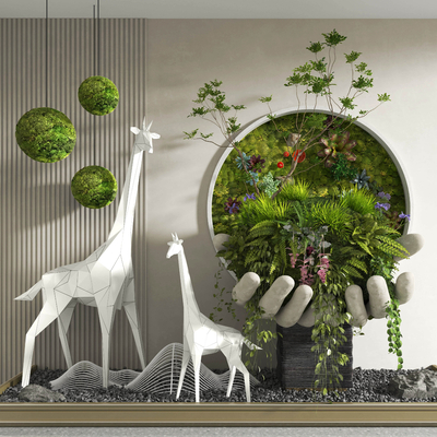 下载现代室内绿植假石景观小品3d模型id:12006823下载新中式室内绿植