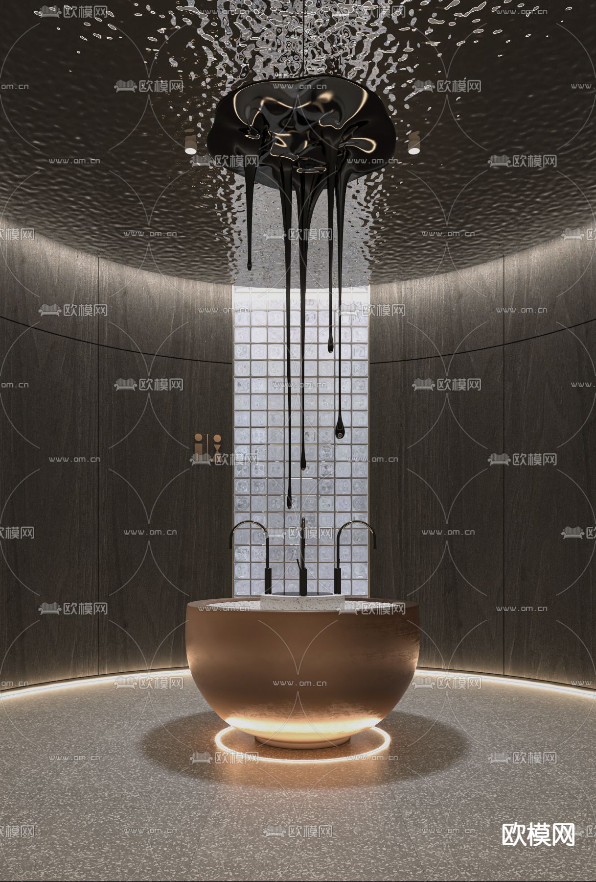 现代轻奢卫生间su模型下载（渲染图1）