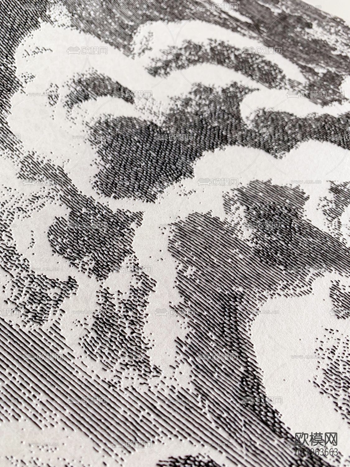 现代简约精雕立体墙纸下载（渲染图4）