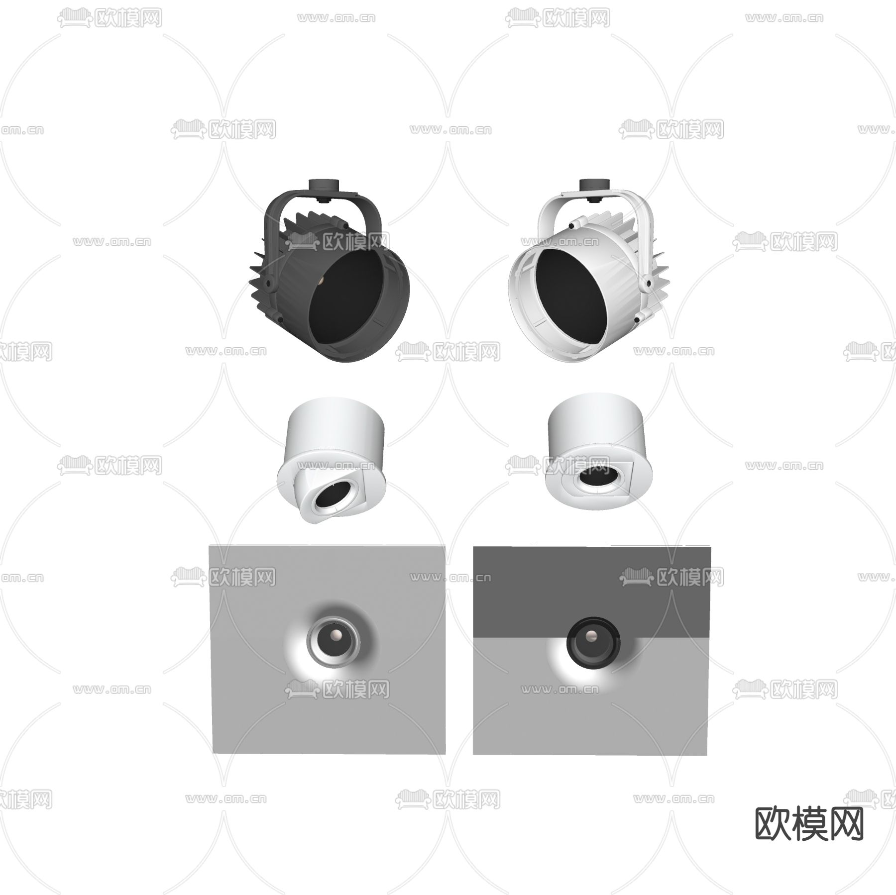 现代筒灯射灯轨道灯su模型下载（渲染图2）