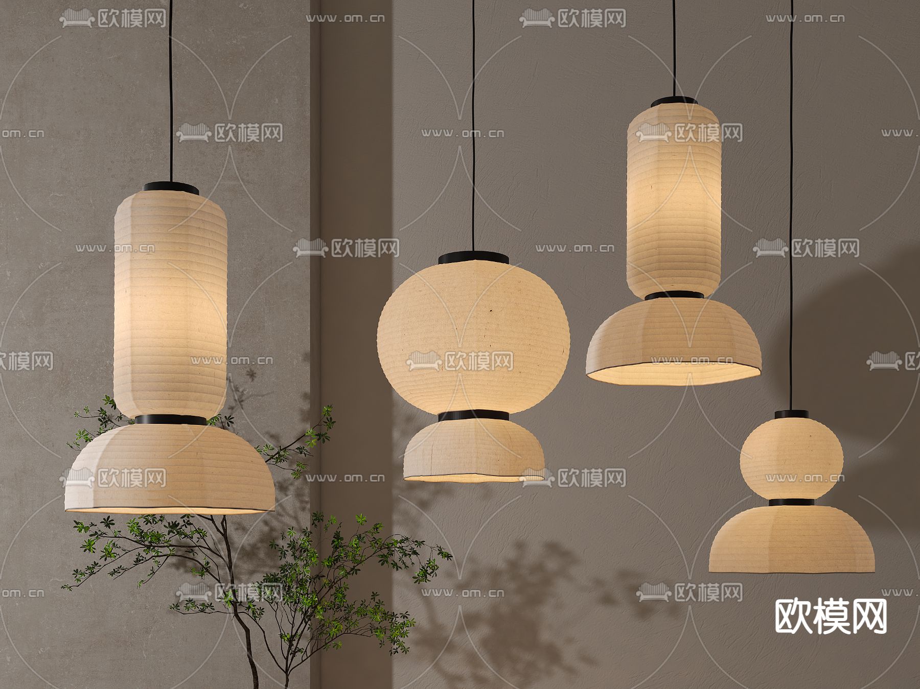 侘寂吊灯su模型下载（渲染图1）