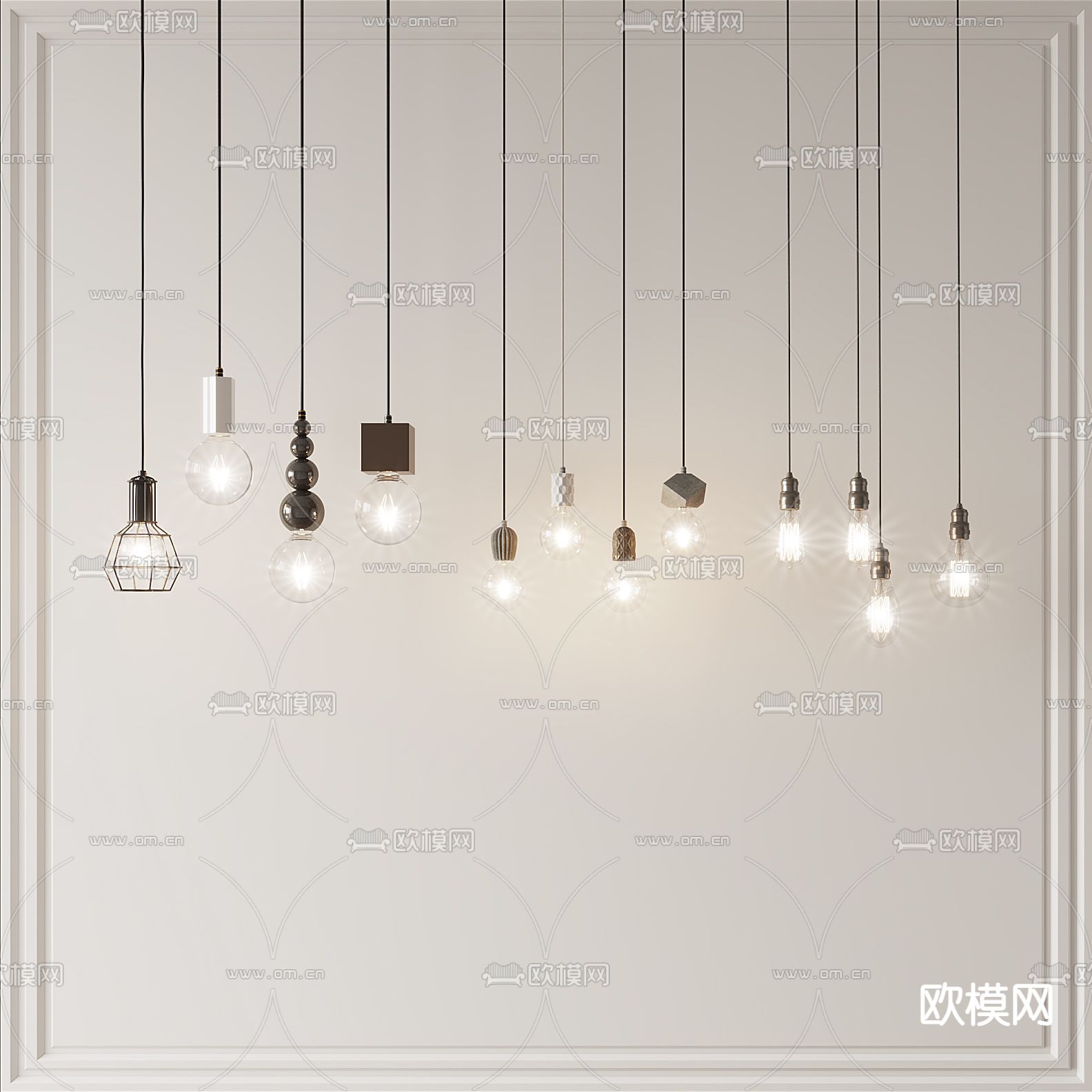 现代轻奢小吊灯su模型下载（渲染图1）