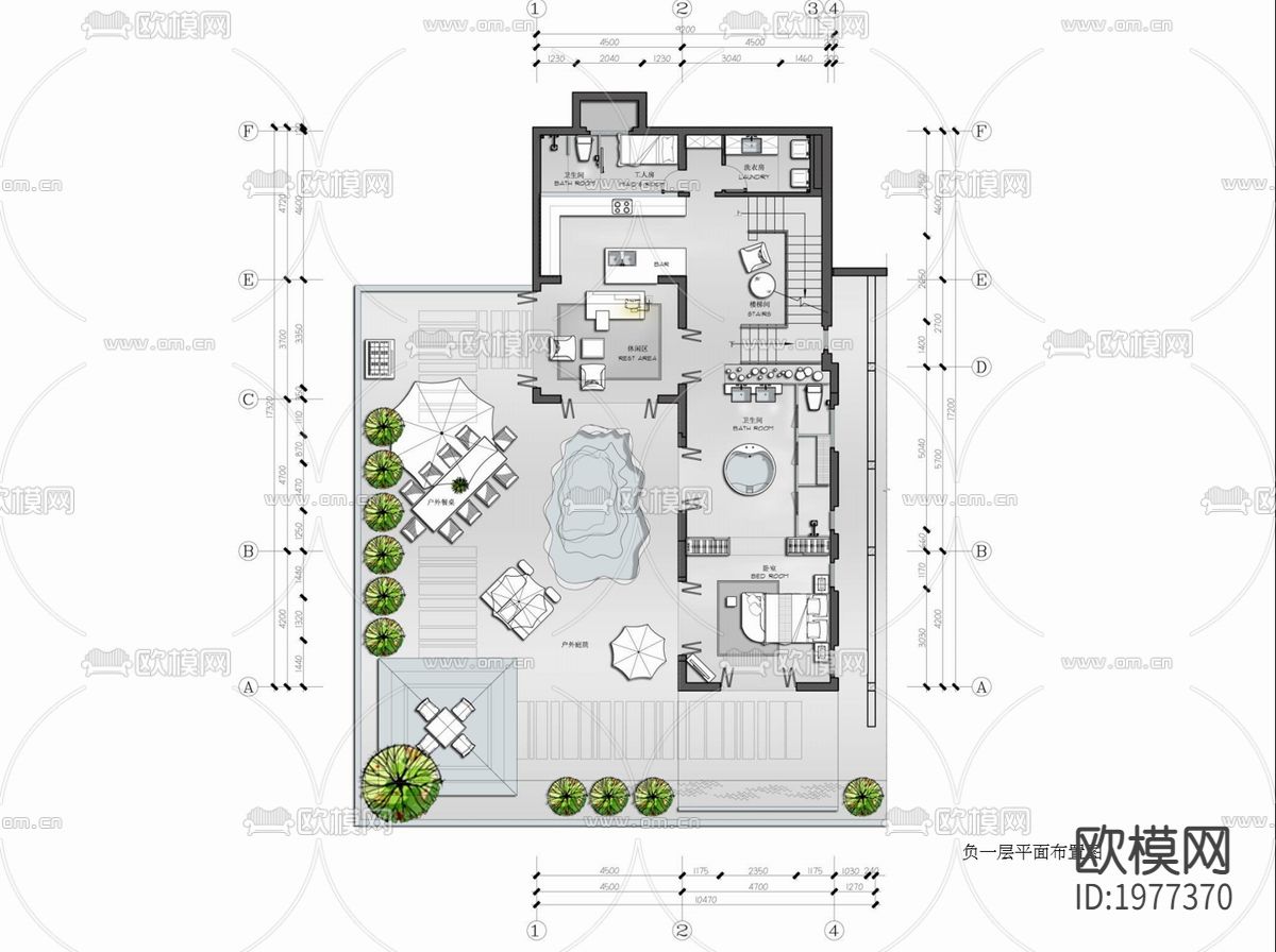 550㎡度假别墅住宅CAD全套施工图   样板房  别墅 私下载（渲染图2）