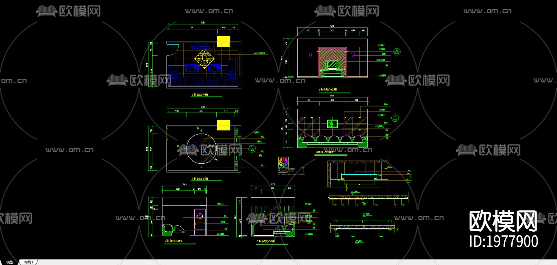 KTV包房cad平面图下载（渲染图3）