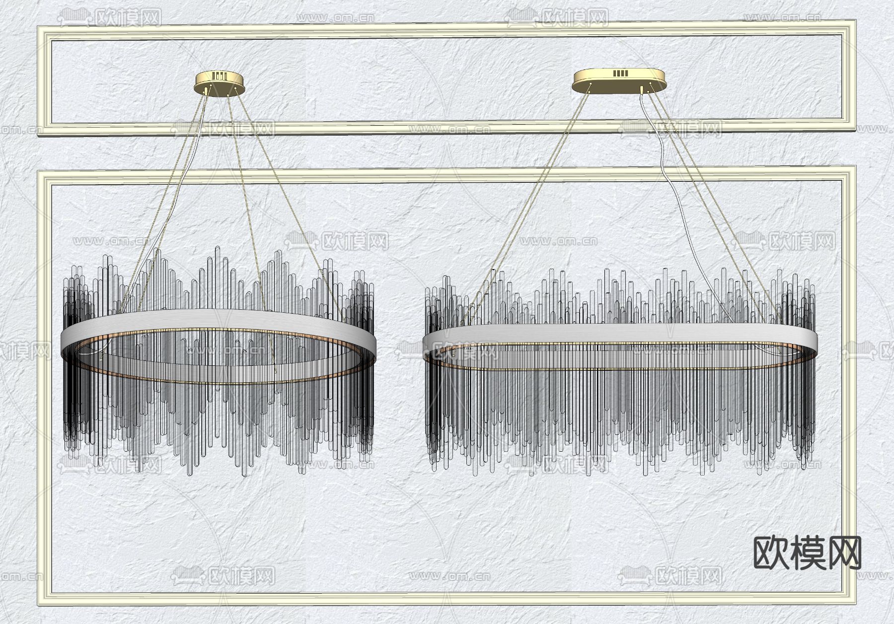 现代轻奢水晶吊灯su模型下载（渲染图2）