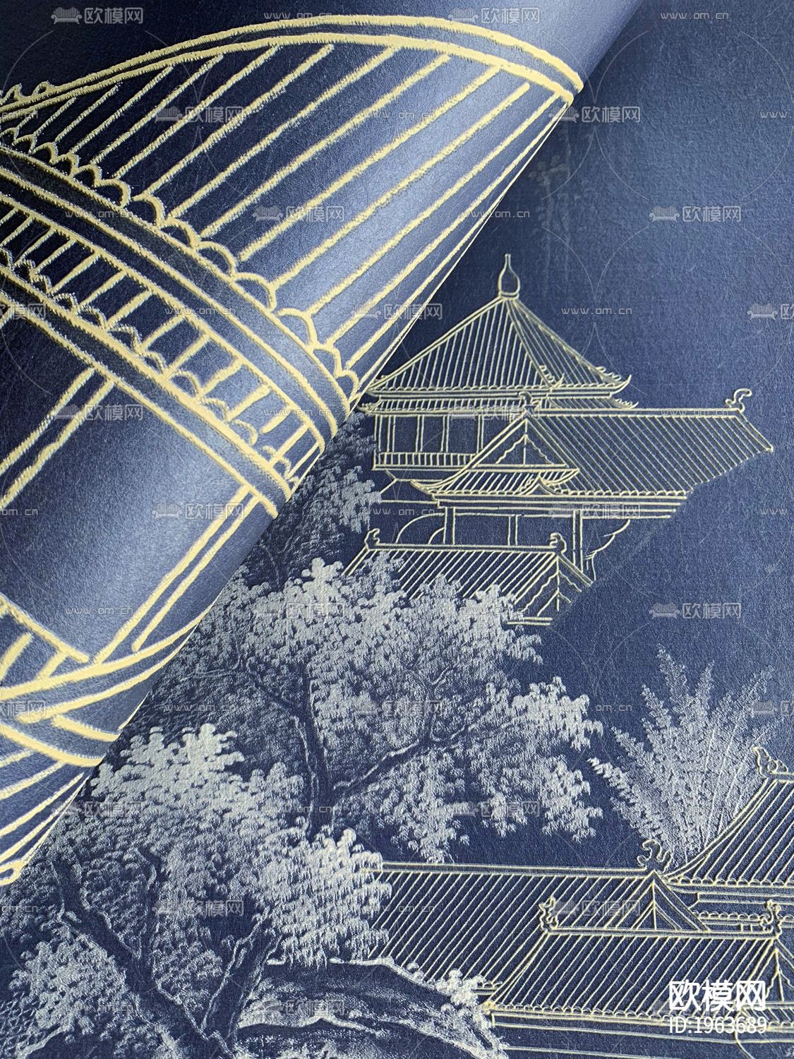 新中式立体精雕墙纸下载（渲染图3）