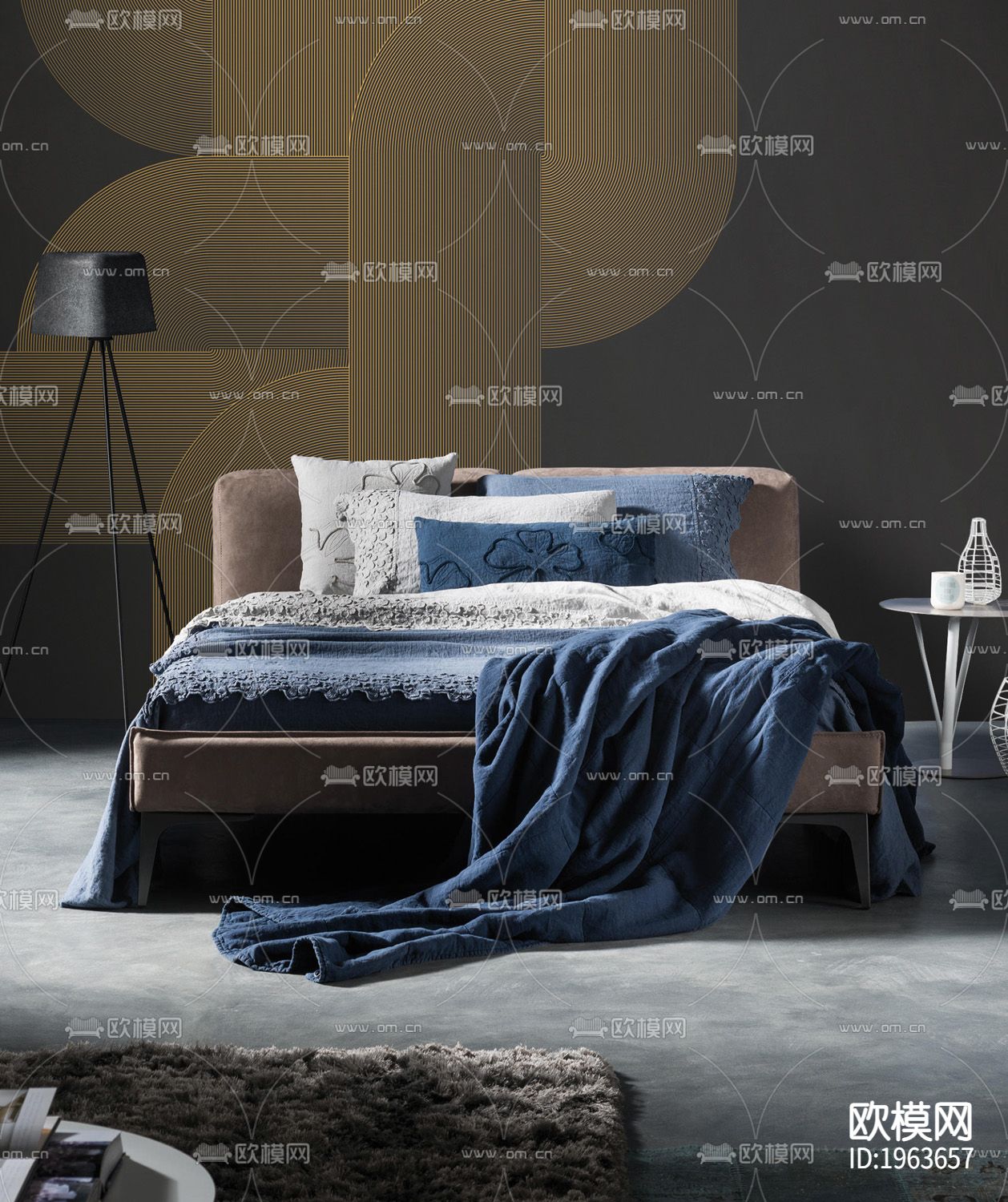 现代简约精雕立体墙纸下载（渲染图4）