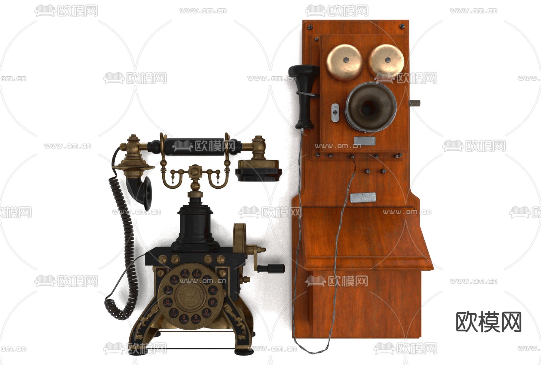 欧式复古老师电话机免费3d模型下载