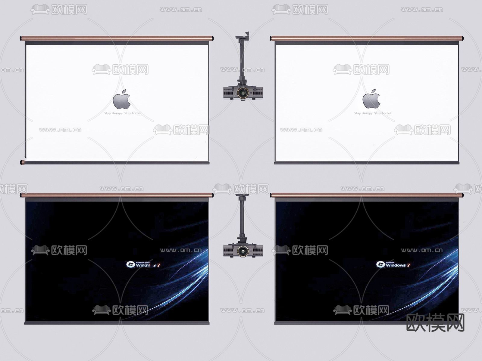 现代投影仪幕布su模型下载（渲染图1）
