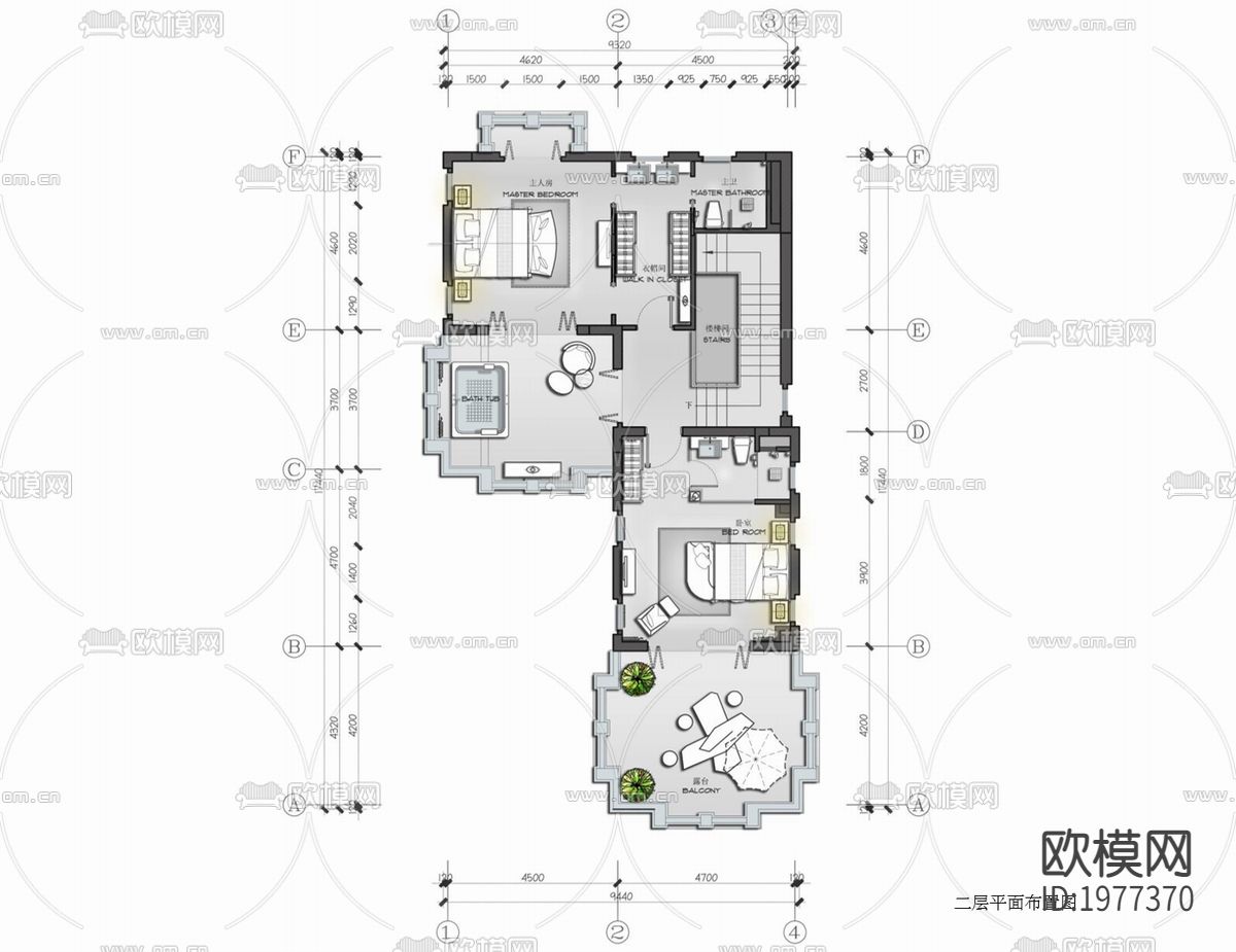 550㎡度假别墅住宅CAD全套施工图   样板房  别墅 私下载（渲染图4）