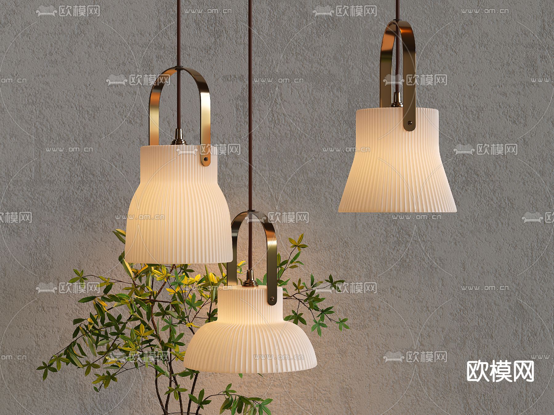 侘寂吊灯su模型下载（渲染图1）