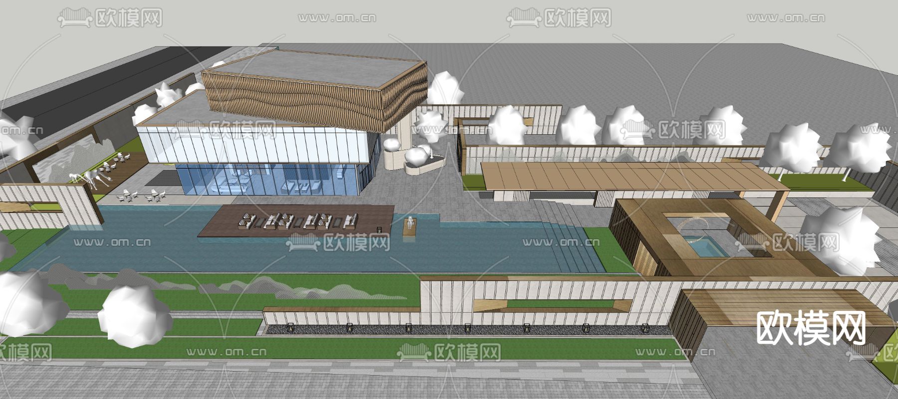 现代售楼处外观su模型下载（渲染图4）