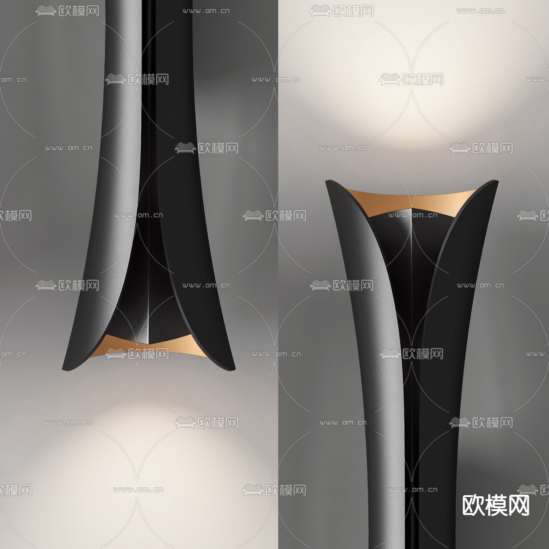 现代金属壁灯3d模型下载（渲染图1）