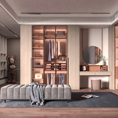  现代衣帽间su模型 