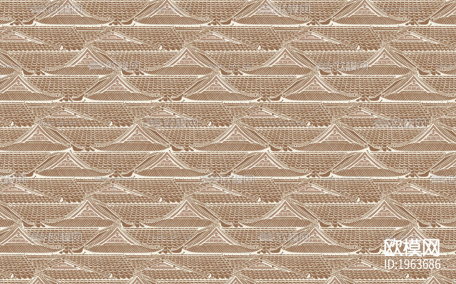 新中式立体精雕墙纸下载（渲染图1）