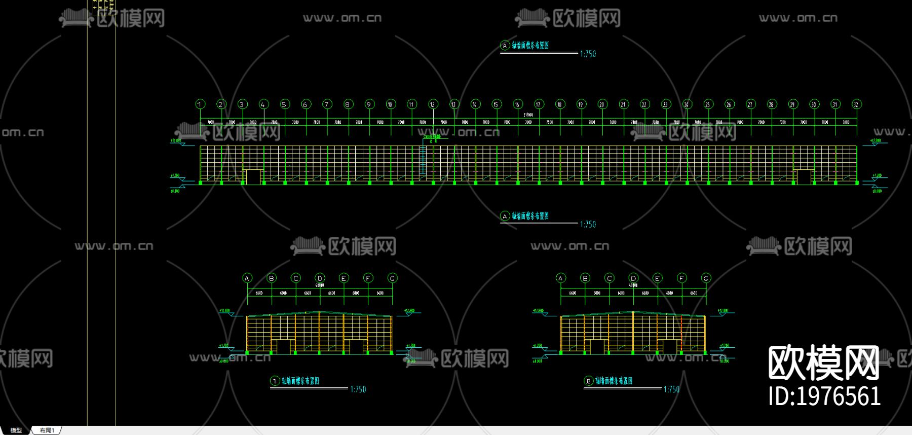 水头金威石材25吨工程CAD下载（渲染图1）
