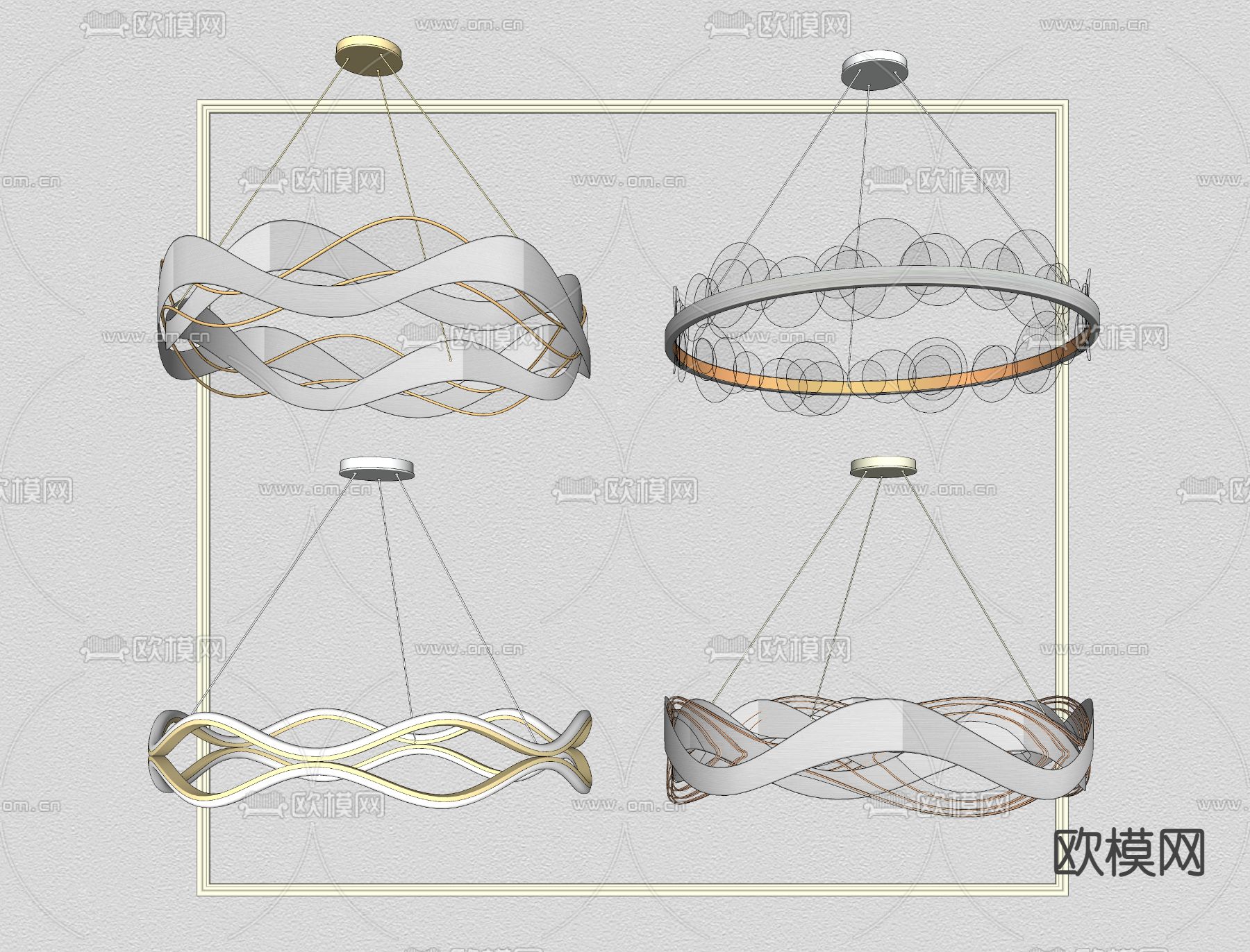 现代轻奢吊灯su模型下载（渲染图2）