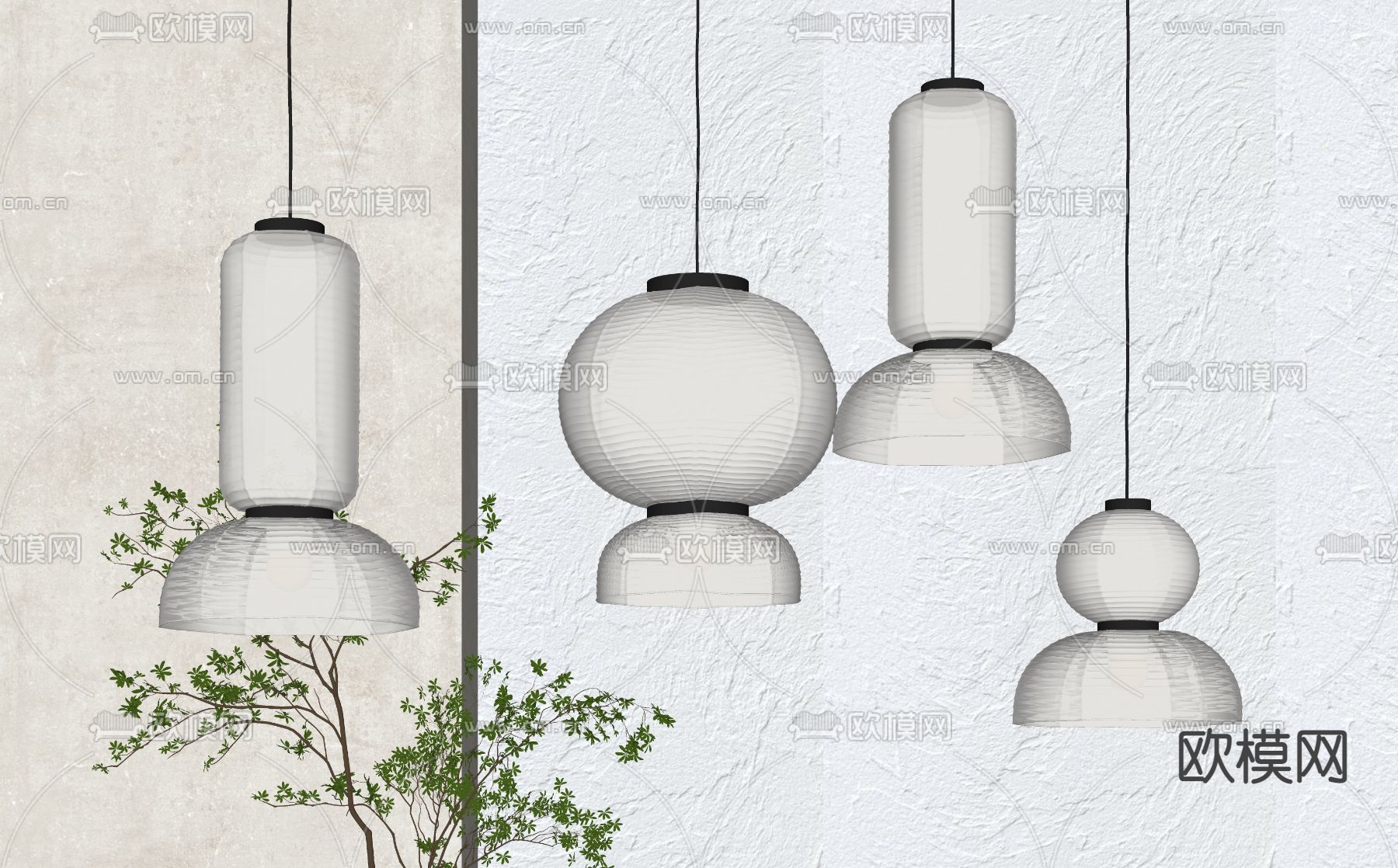 侘寂吊灯su模型下载（渲染图2）