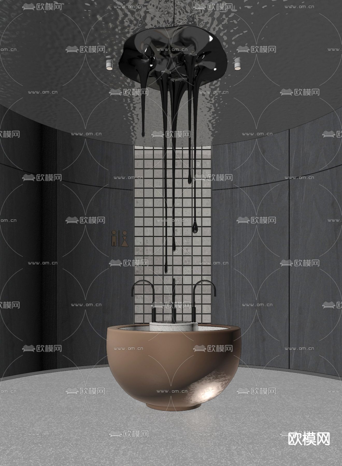 现代轻奢卫生间su模型下载（渲染图2）