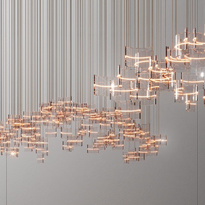  现代轻奢水晶装饰吊灯su模型 