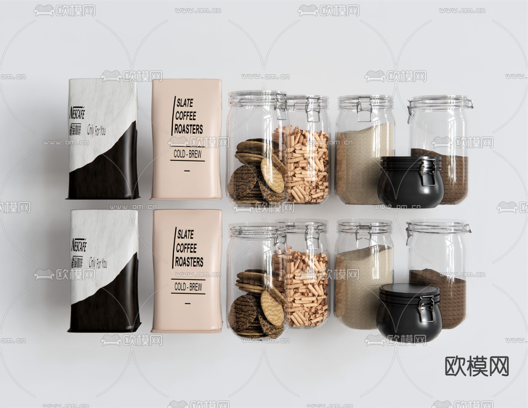 现代咖啡豆饼干su模型下载（渲染图1）