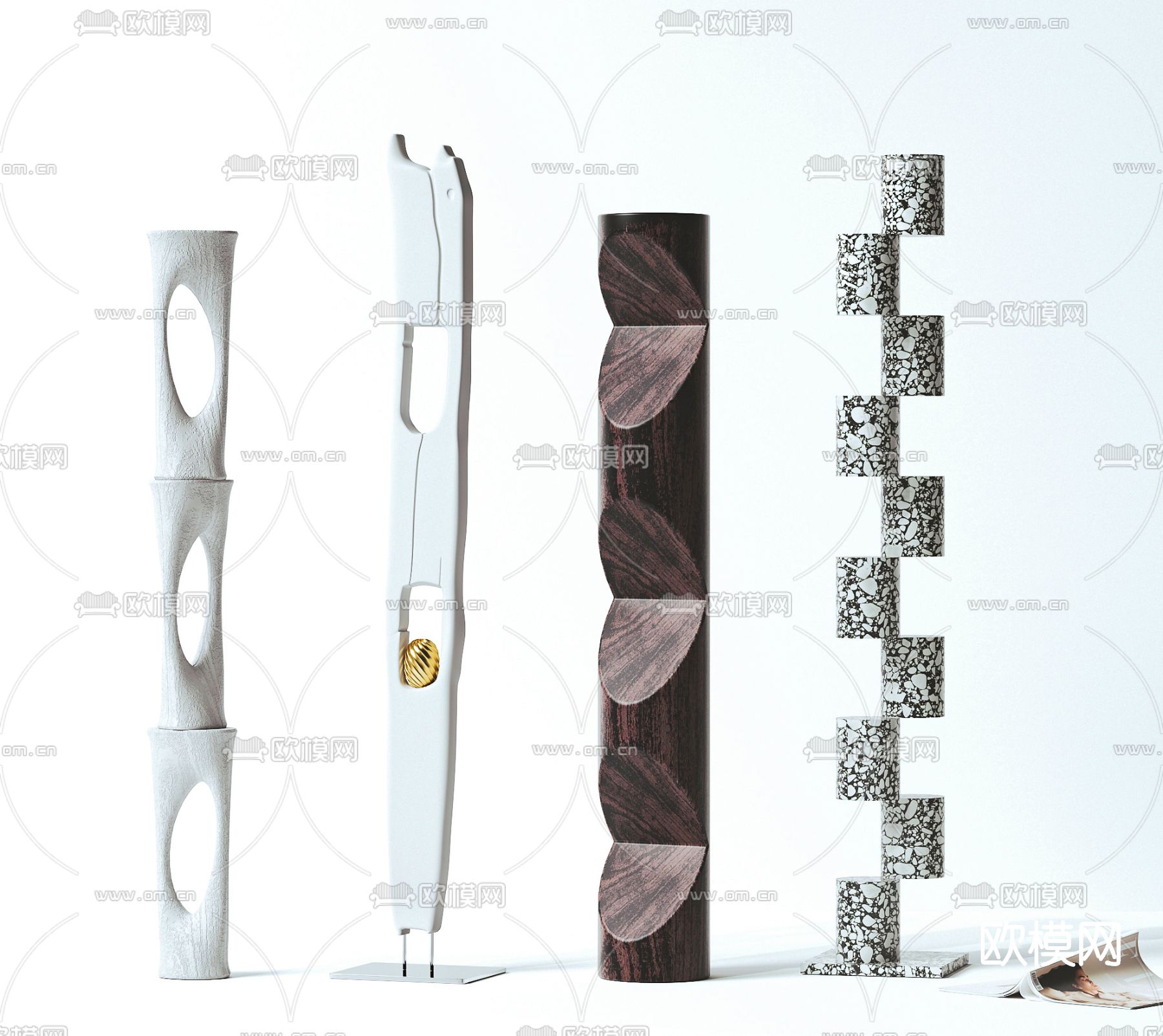 侘寂抽象雕塑摆件3d模型下载