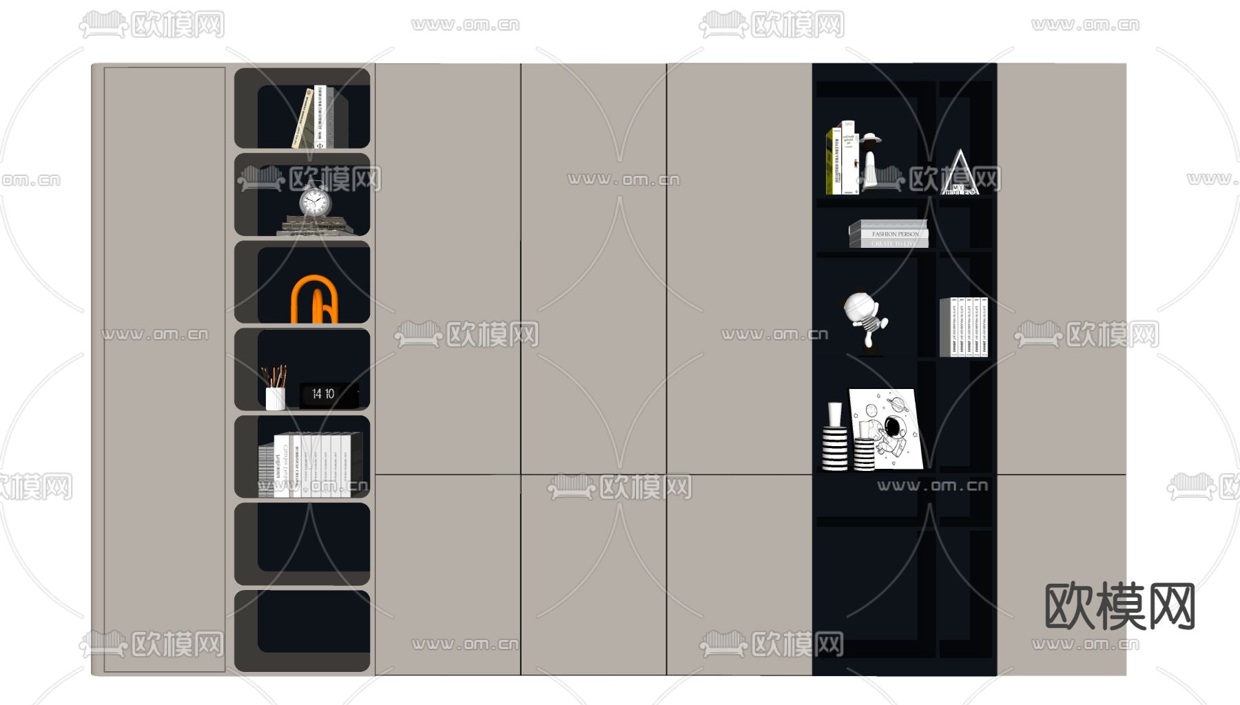 现代儿童装饰柜su模型下载（渲染图2）
