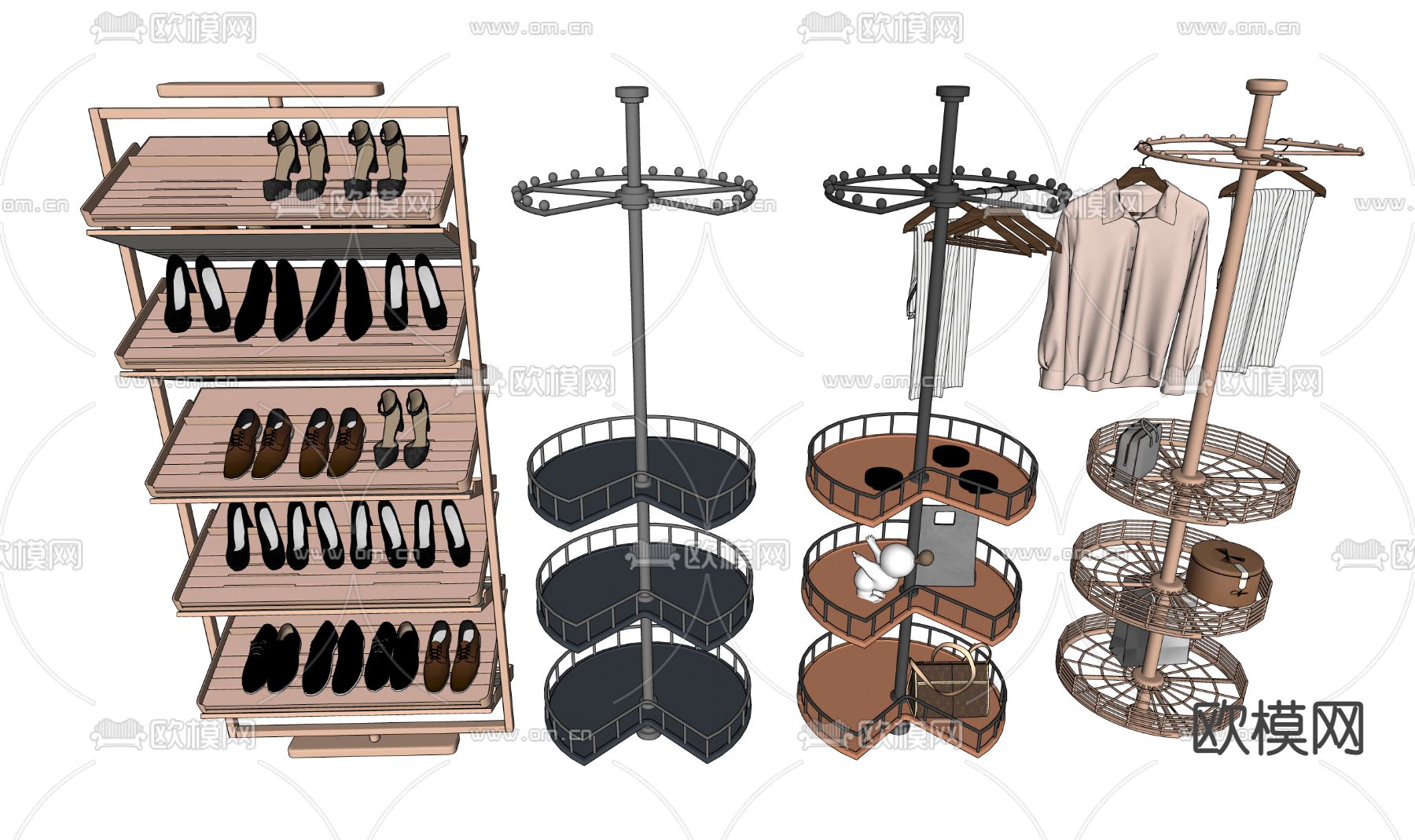 现代旋转衣架鞋架su模型下载
