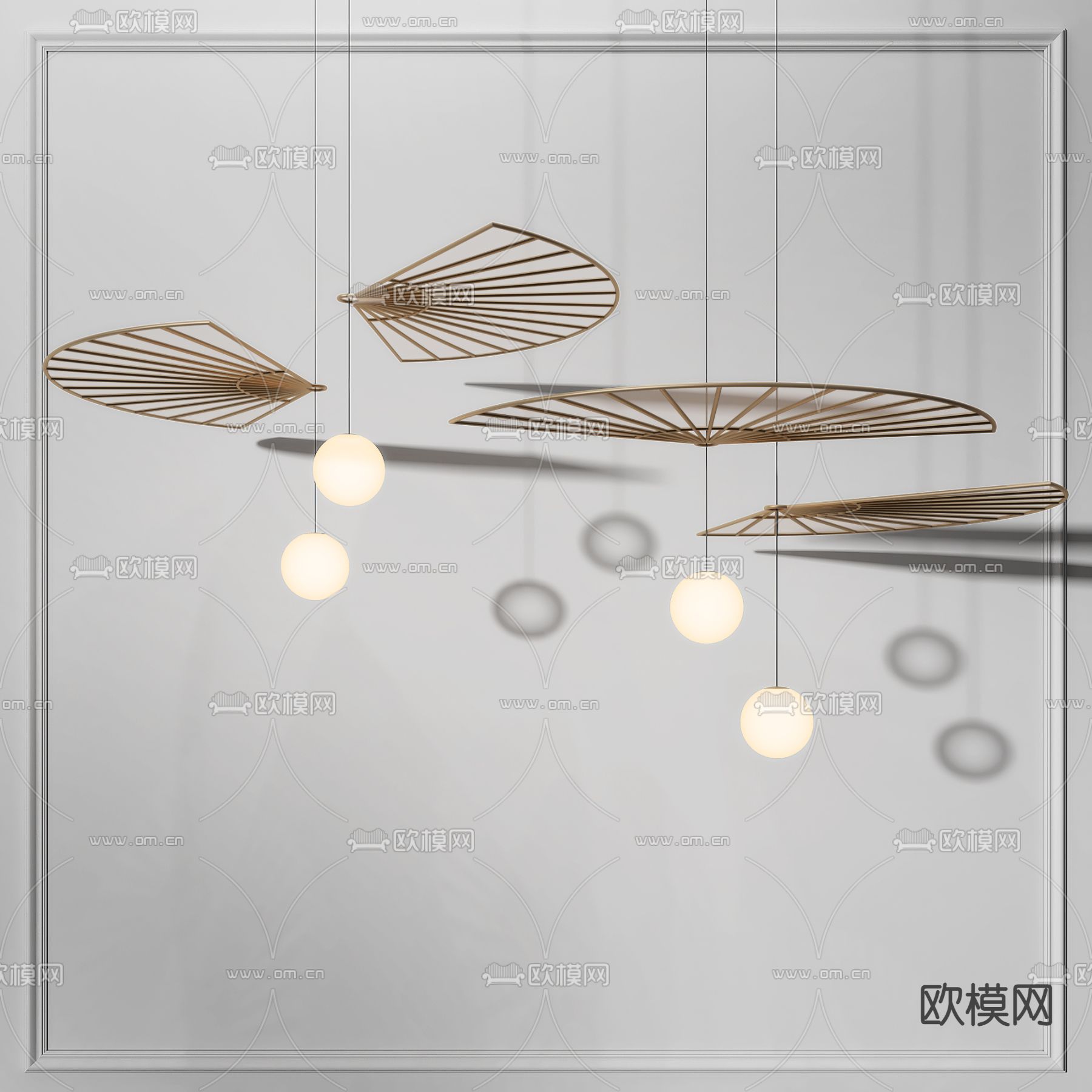 新中式吊灯su模型下载（渲染图1）