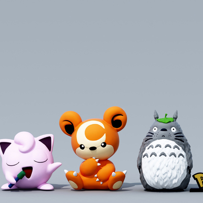  现代卡通玩偶手办su模型 