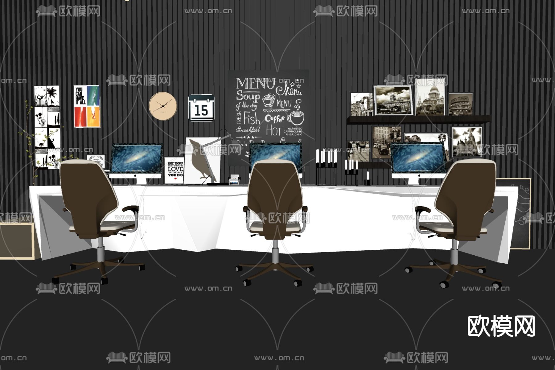 现代办公椅su模型下载（渲染图2）