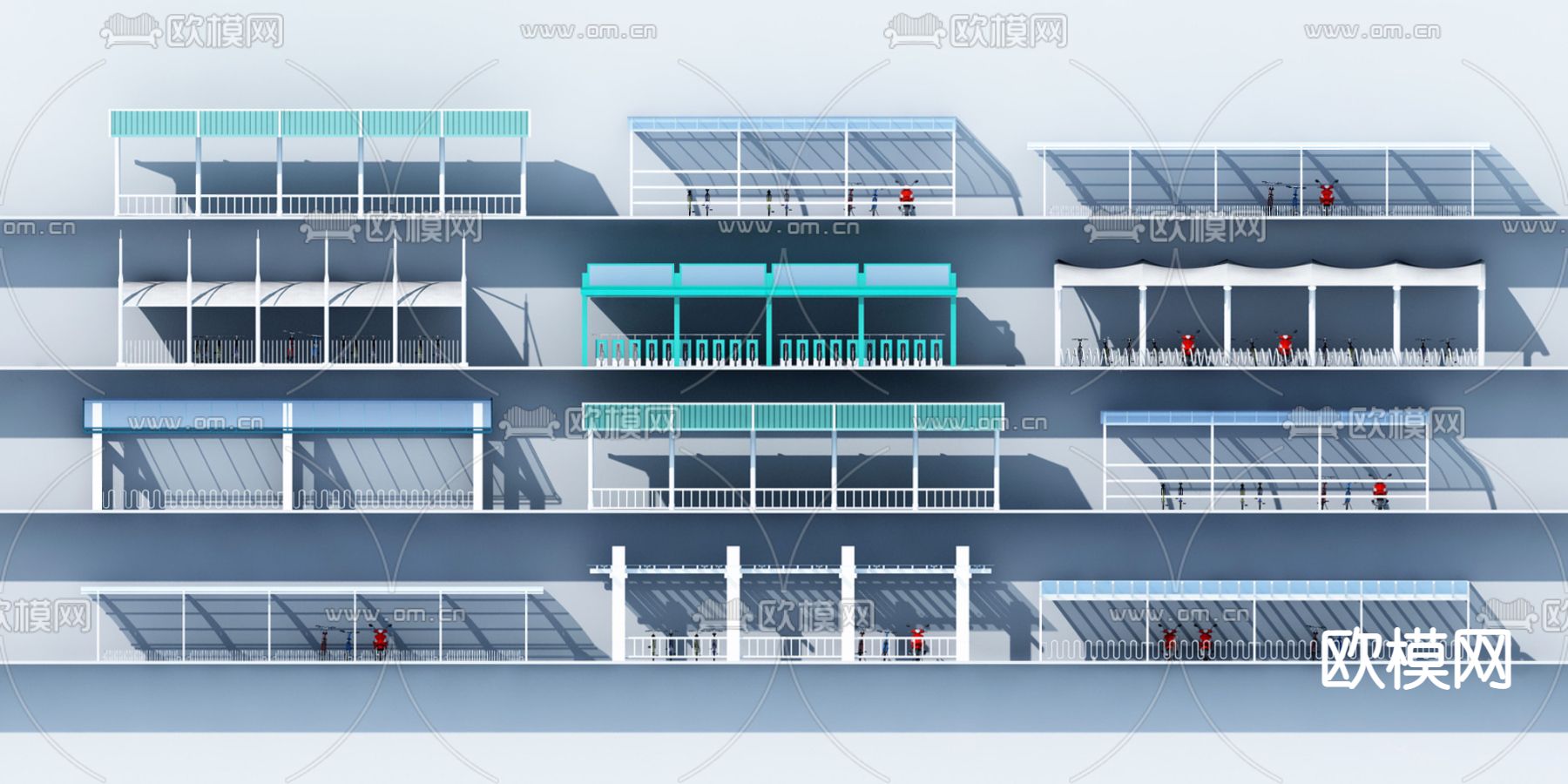 现代自行车雨棚su模型下载（渲染图1）