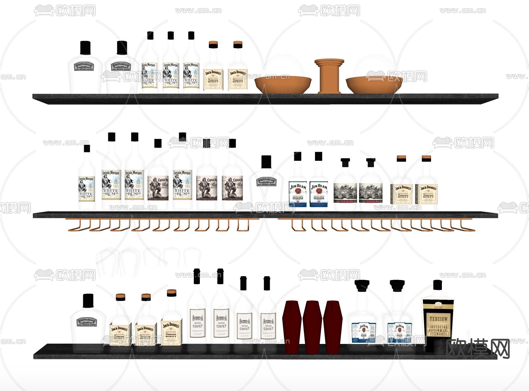 现代酒具su模型下载（渲染图2）