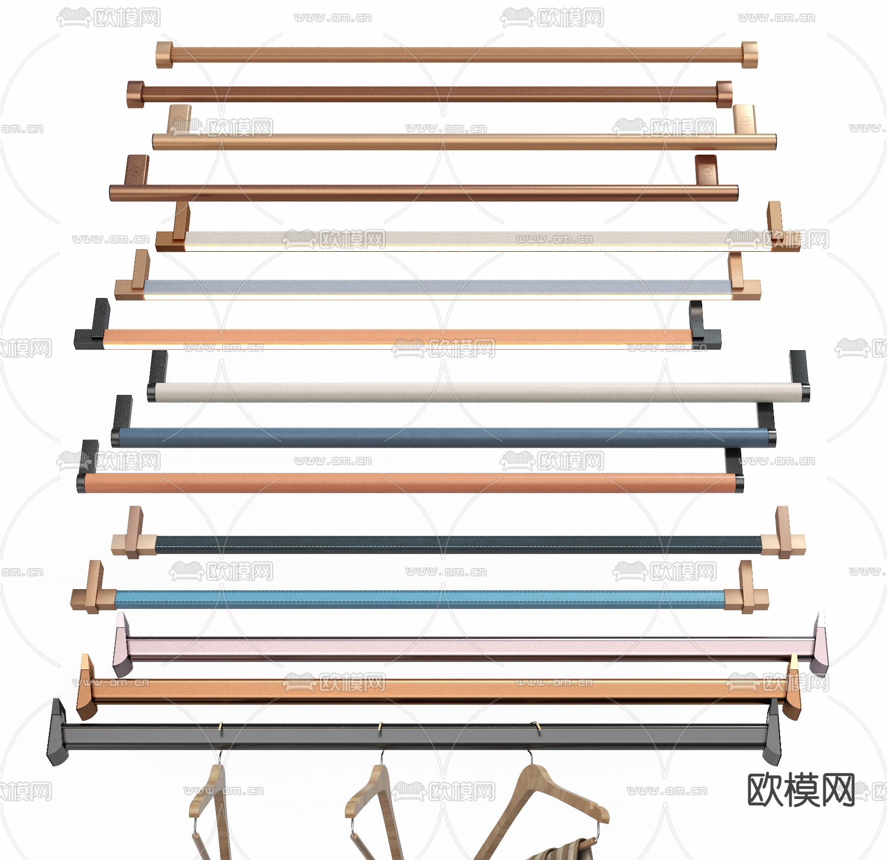 现代轻奢挂衣杆su模型下载（渲染图1）